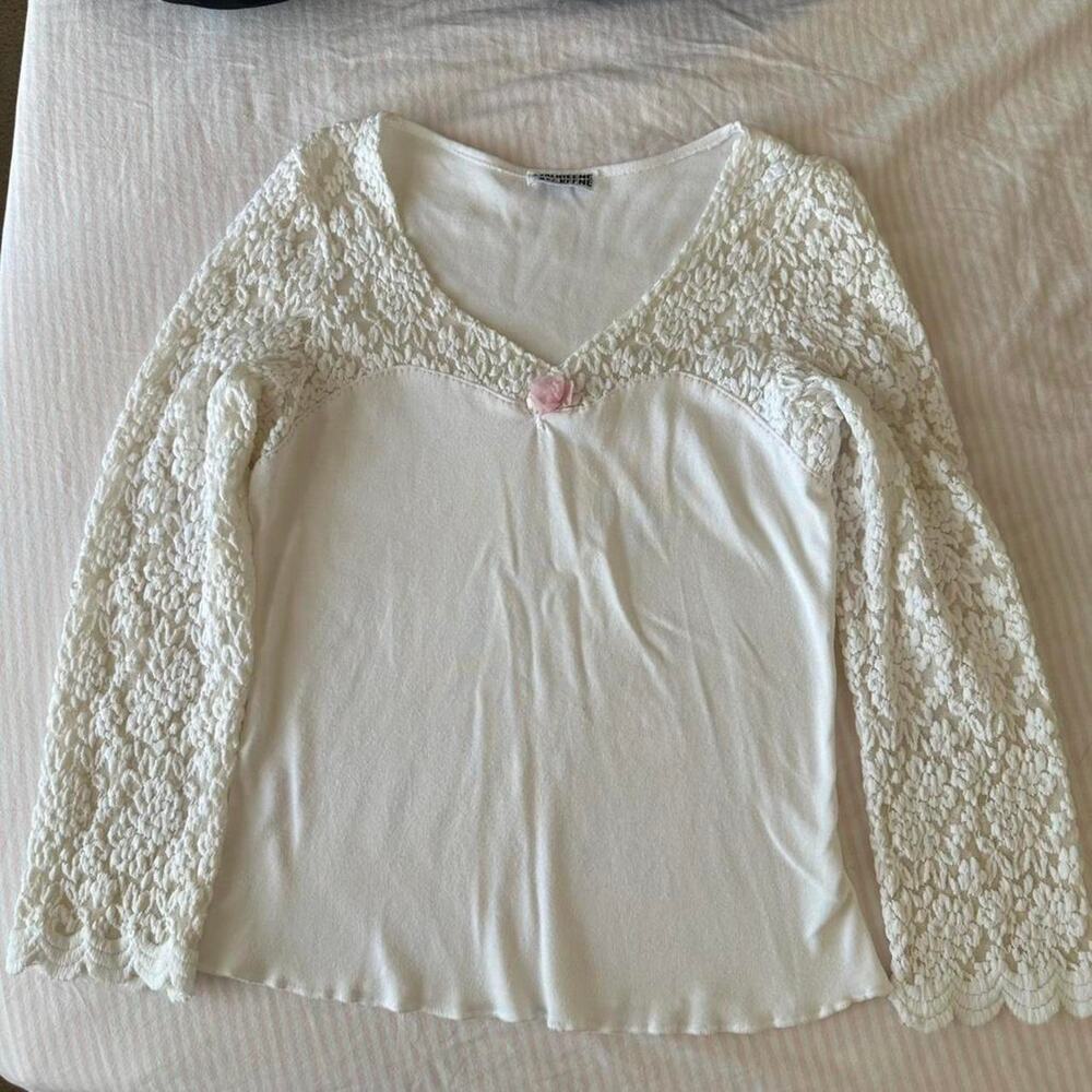 Y2k white lace long sleeve